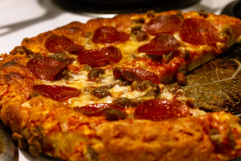 Via 313 Detroit-style pepperoni pizza with crispy edges
