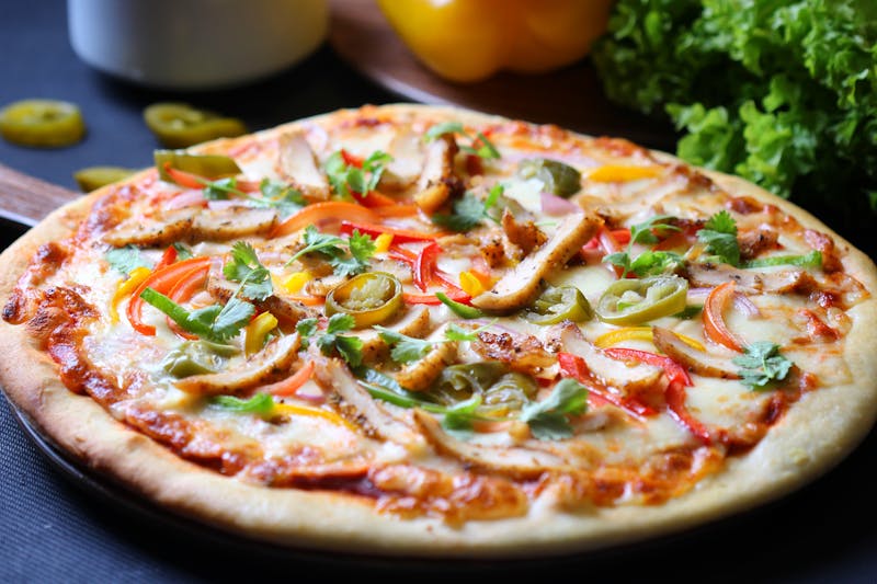 BBQ chicken Detroit-style square pizza