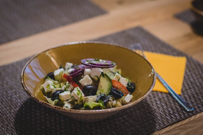 Mediterranean salad with feta and olives