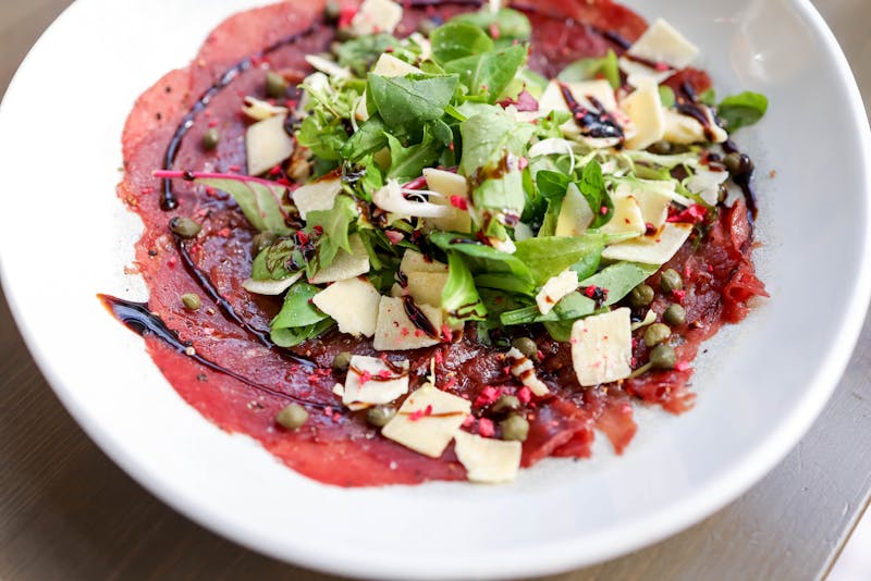 Arugula salad with balsamic and shaved Parmesan